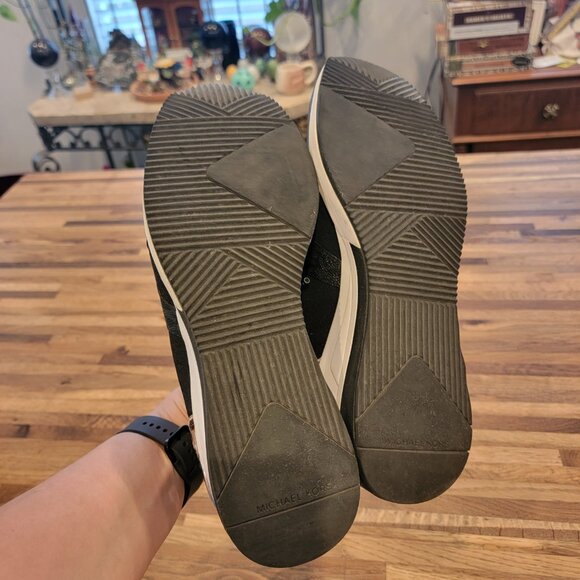 Michael Kors Liv Trainer Wedge Sneakers Black Gunmetal - Picture 16 of 16